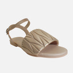 Sandalia plana innis de cuero para mujer - Oro