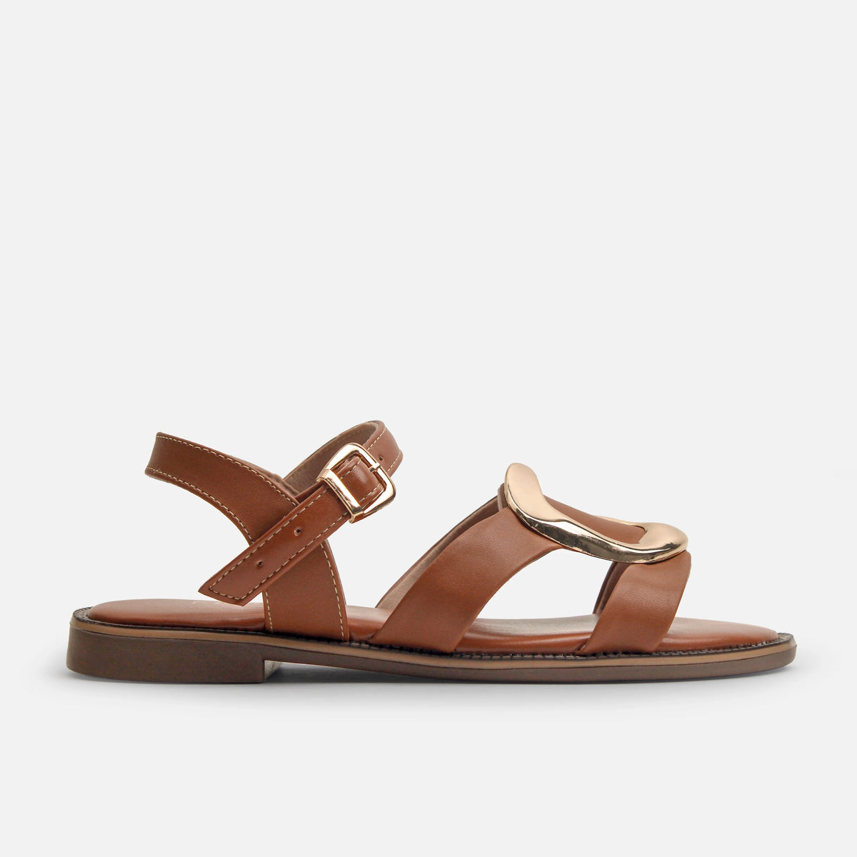 Sandalia plana silvestre de sintético para mujer - Miel