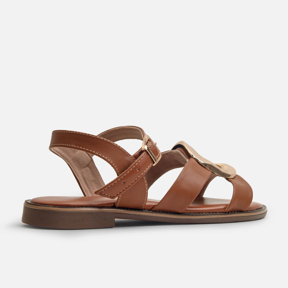Sandalia plana silvestre de sintético para mujer - Miel