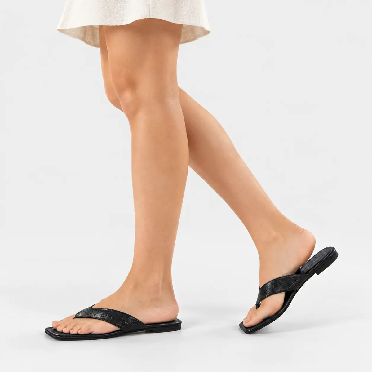 Sandalia plana gardenia de sintético para mujer - Negro