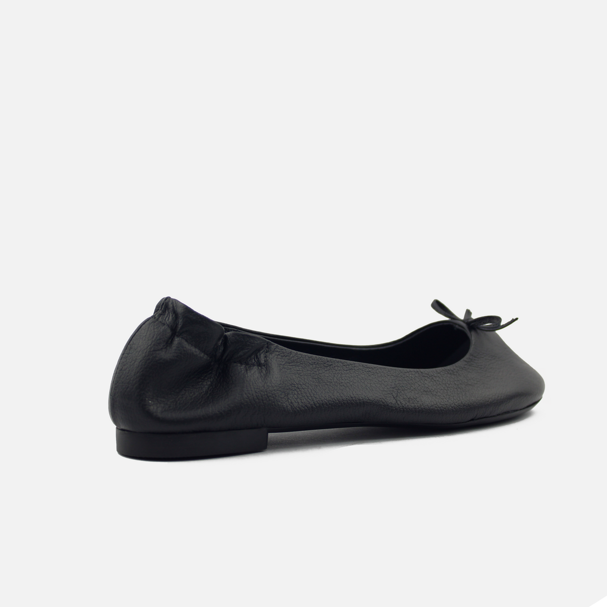 Baleta plana christal de cuero para mujer - Negro