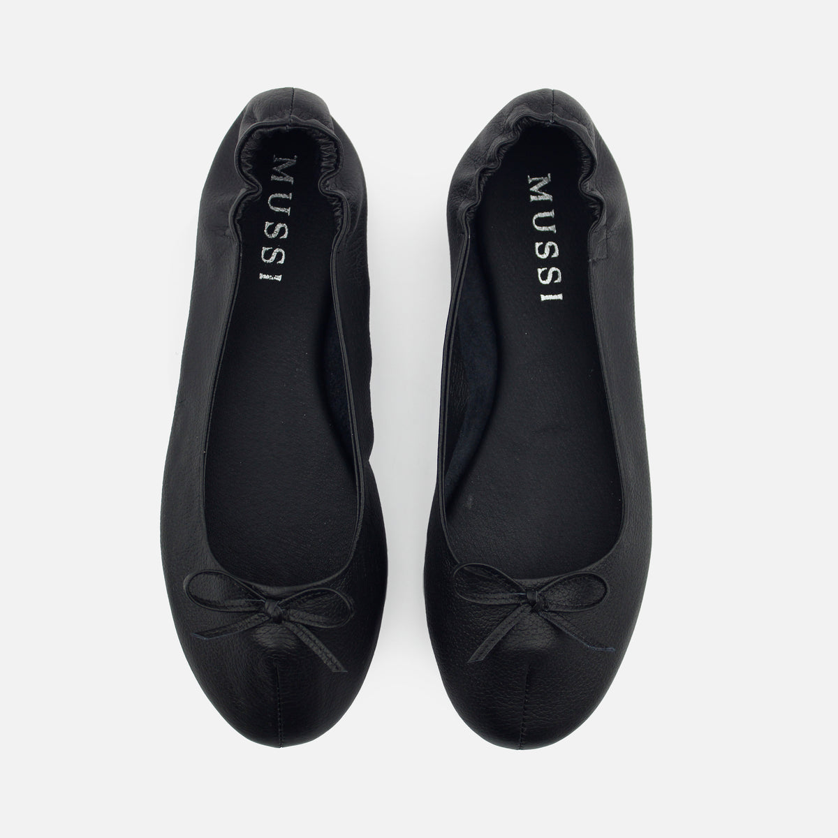 Baleta plana christal de cuero para mujer - Negro