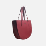 Cartera lidena de cuero para mujer - Vino