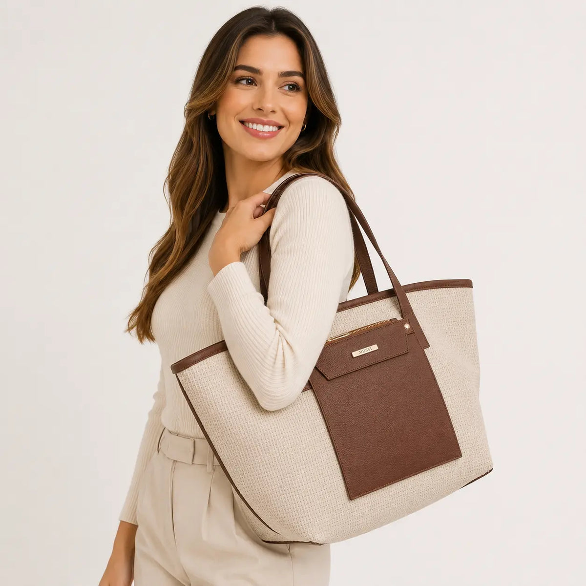 Cartera noelia de cuero para mujer - Miel