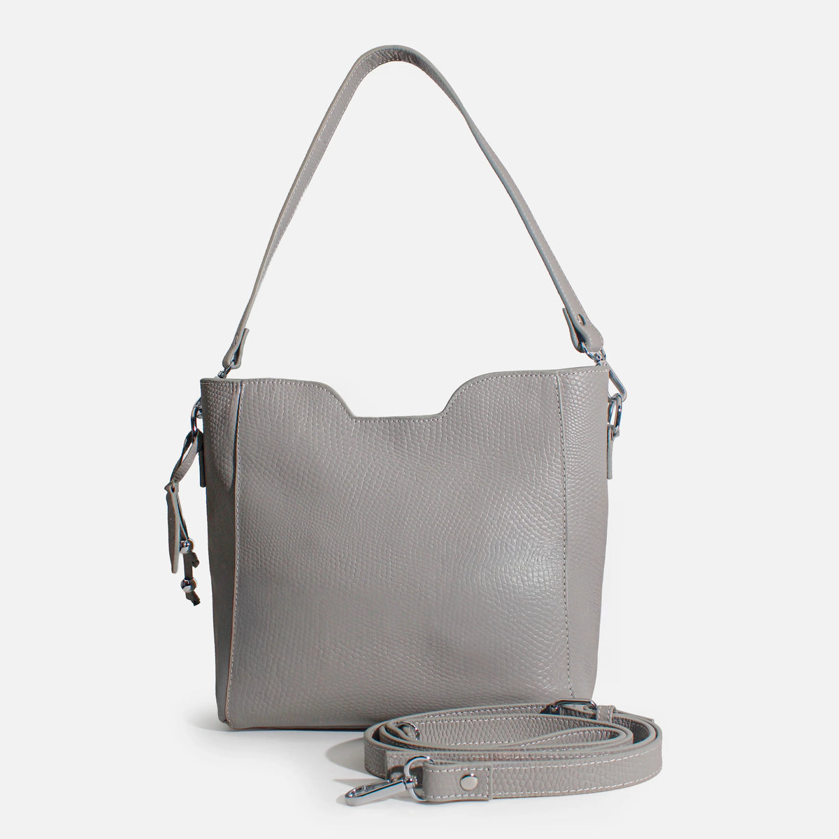 Cartera aurora de cuero para mujer - Gris