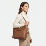 Cartera aurora de cuero para mujer - Miel