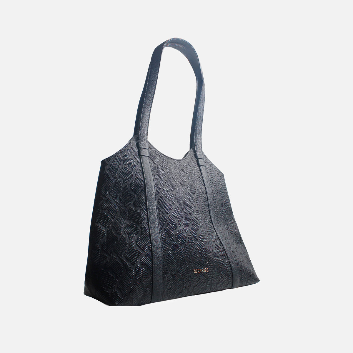 Cartera lurel de cuero para mujer - Negro