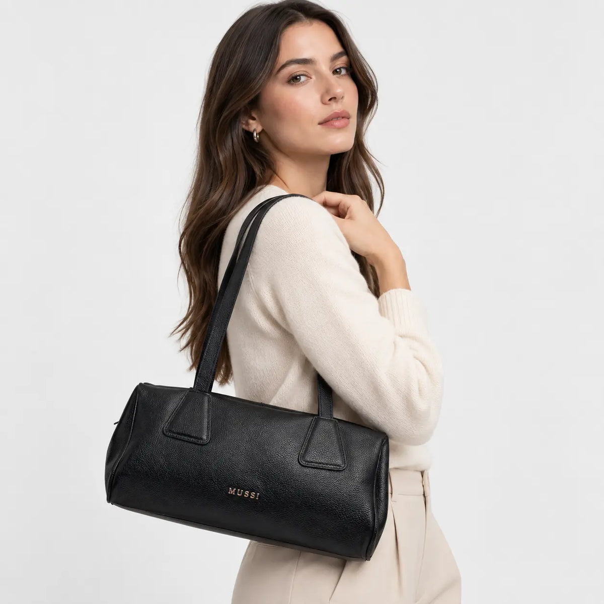 Cartera faisan de cuero para mujer - Negro