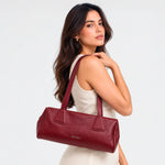 Cartera faisan de cuero para mujer - Vino