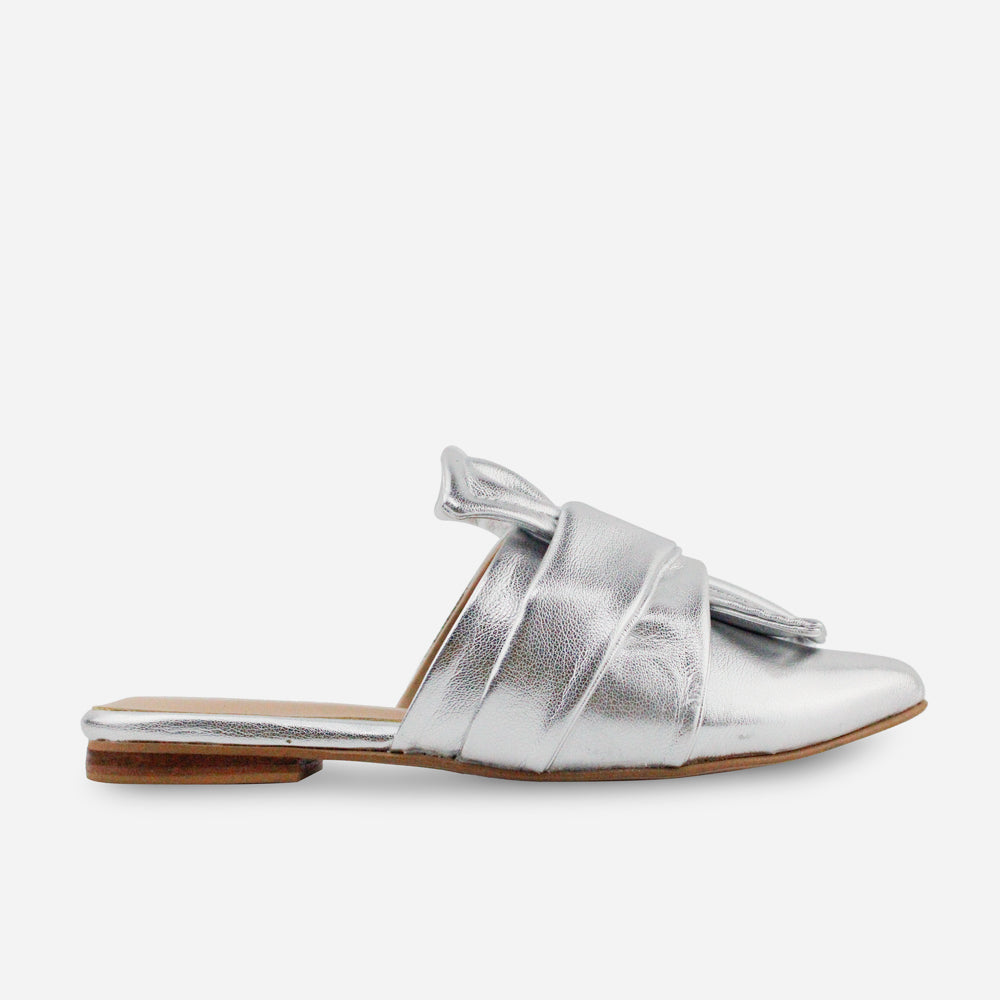 Zueco plano vanna de sintético para mujer - Plata