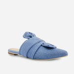 Zueco plano vanna de textil para mujer - Azul