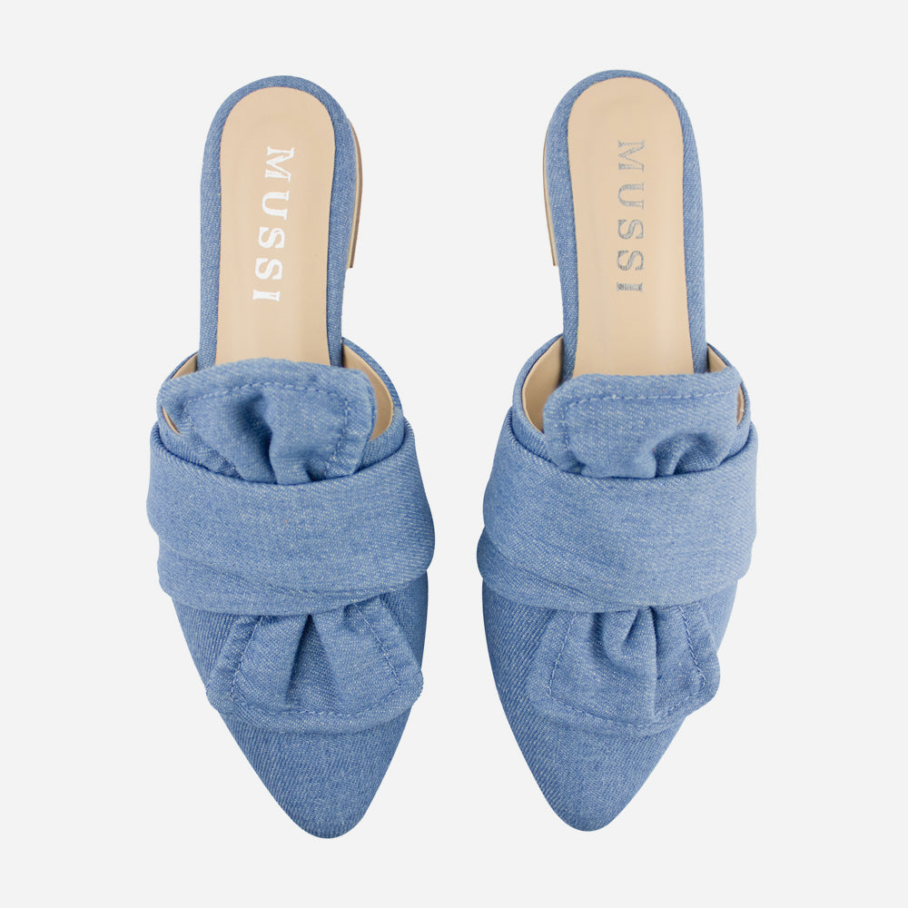 Zueco plano vanna de textil para mujer - Azul