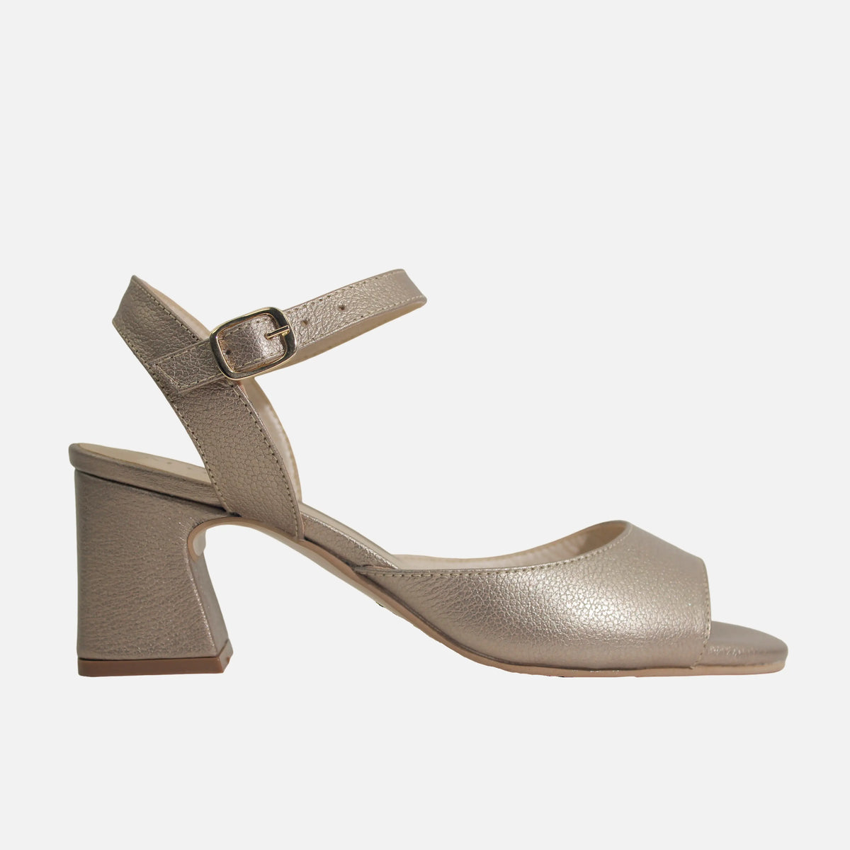 Sandalia tacon eris de cuero para mujer - Bronce