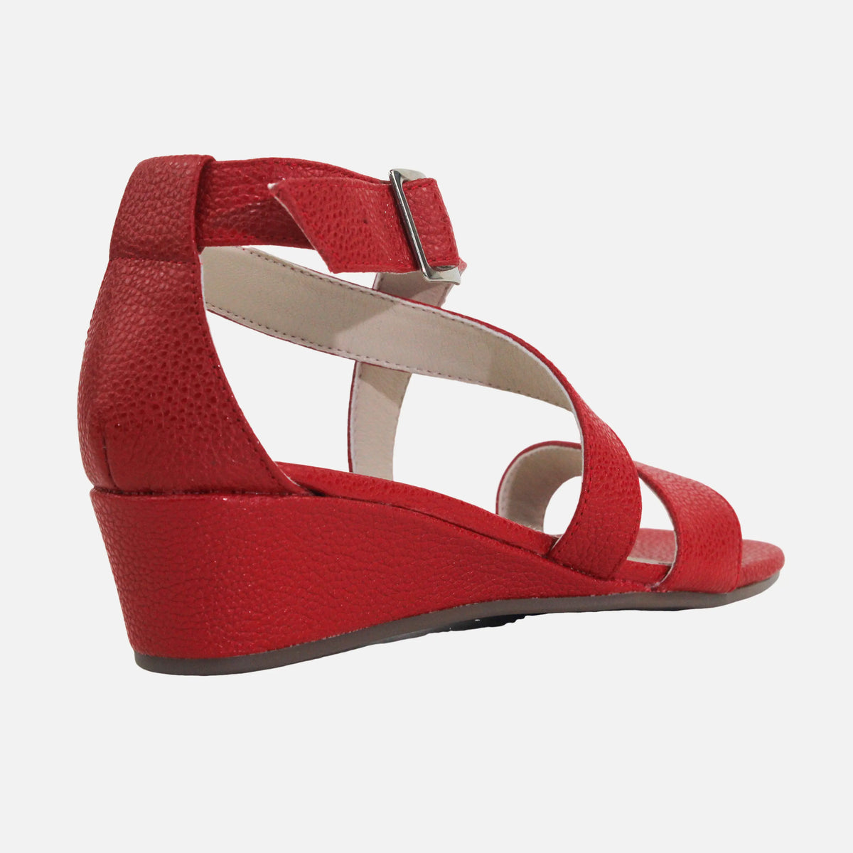 Sandalia tacon corrido nicola de cuero para mujer - Rojo