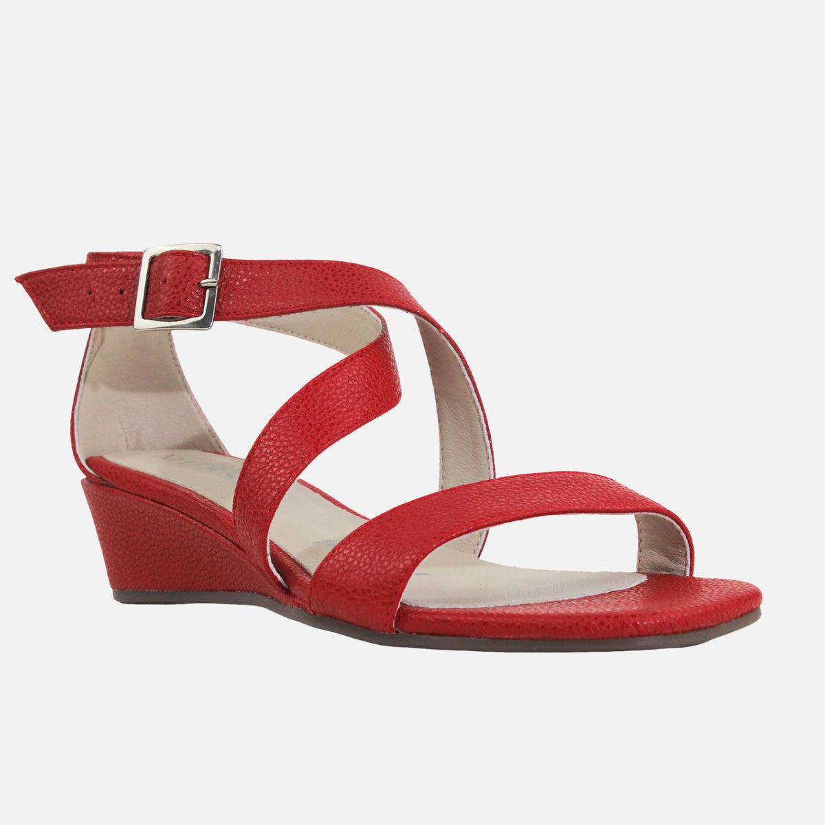 Sandalia tacon corrido nicola de cuero para mujer - Rojo