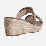 Sandalia plataforma merly de cuero para mujer - Taupe