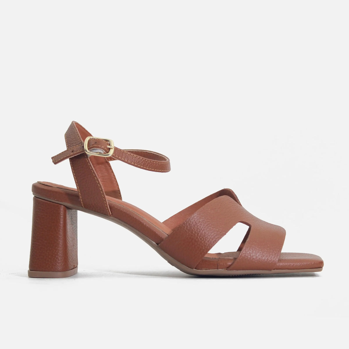 Sandalia tacon avril de cuero para mujer - Miel