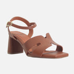 Sandalia tacon avril de cuero para mujer - Miel