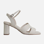 Sandalia tacon avril de cuero para mujer - Hueso