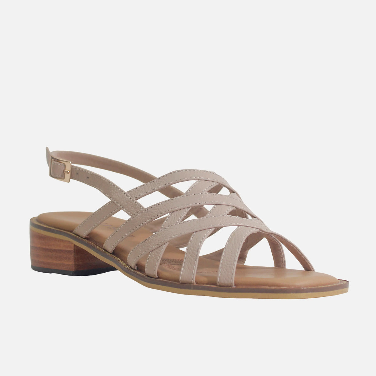 Sandalia tacon merci de cuero para mujer - Nude