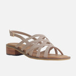 Sandalia tacon merci de cuero para mujer - Nude