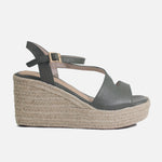 Sandalia plataforma sarah de cuero para mujer - Verde