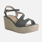 Sandalia plataforma sarah de cuero para mujer - Verde