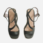 Sandalia plataforma sarah de cuero para mujer - Verde
