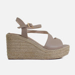 Sandalia plataforma sarah de cuero para mujer - Taupe