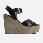 Sandalia plataforma marise de cuero para mujer - Negro