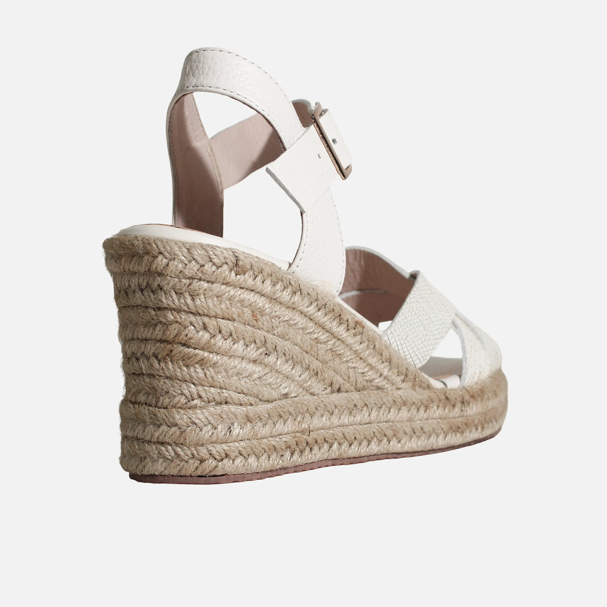 Sandalia plataforma chelsea de cuero para mujer - Hueso