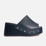 Sandalia plataforma dalia de cuero para mujer - Negro