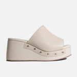 Sandalia plataforma dalia de cuero para mujer - Hueso