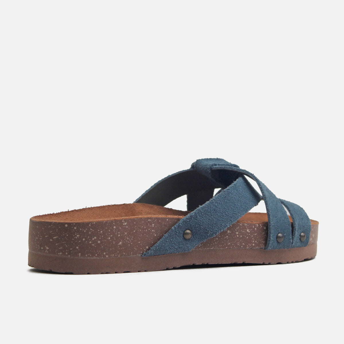 Sandalia plana izar de cuero para mujer - Azul