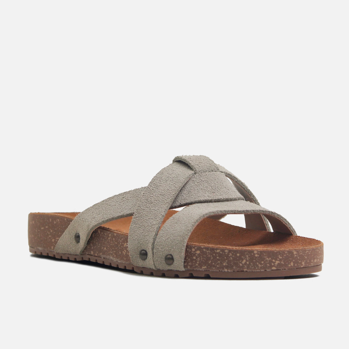 Sandalia plana izar de cuero para mujer - Hueso