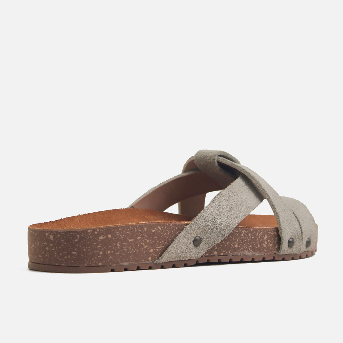 Sandalia plana izar de cuero para mujer - Hueso