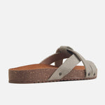 Sandalia plana izar de cuero para mujer - Hueso