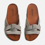 Sandalia plana izar de cuero para mujer - Hueso