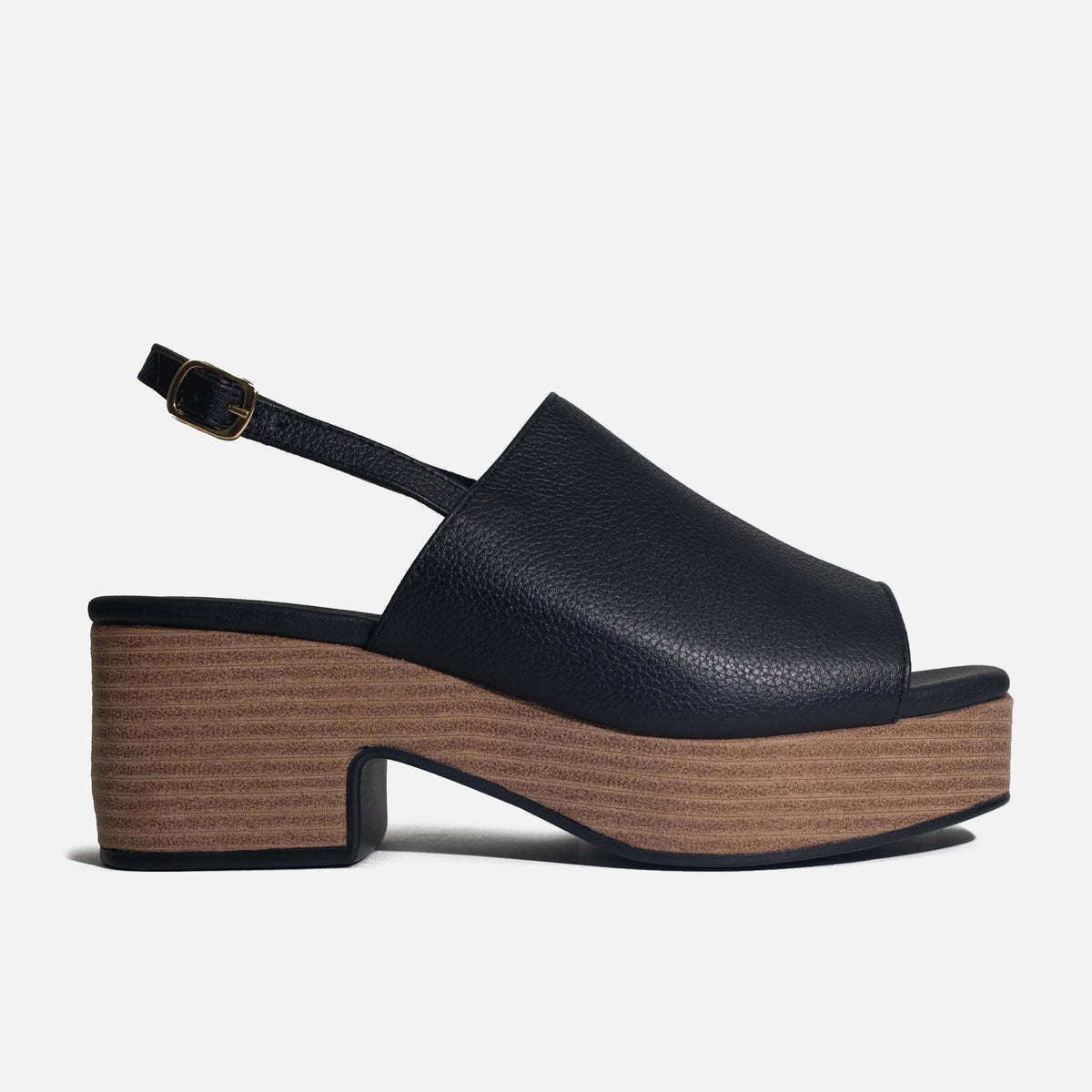 Sandalia plataforma hazel de cuero para mujer - Negro