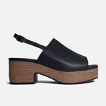 Sandalia plataforma hazel de cuero para mujer - Negro