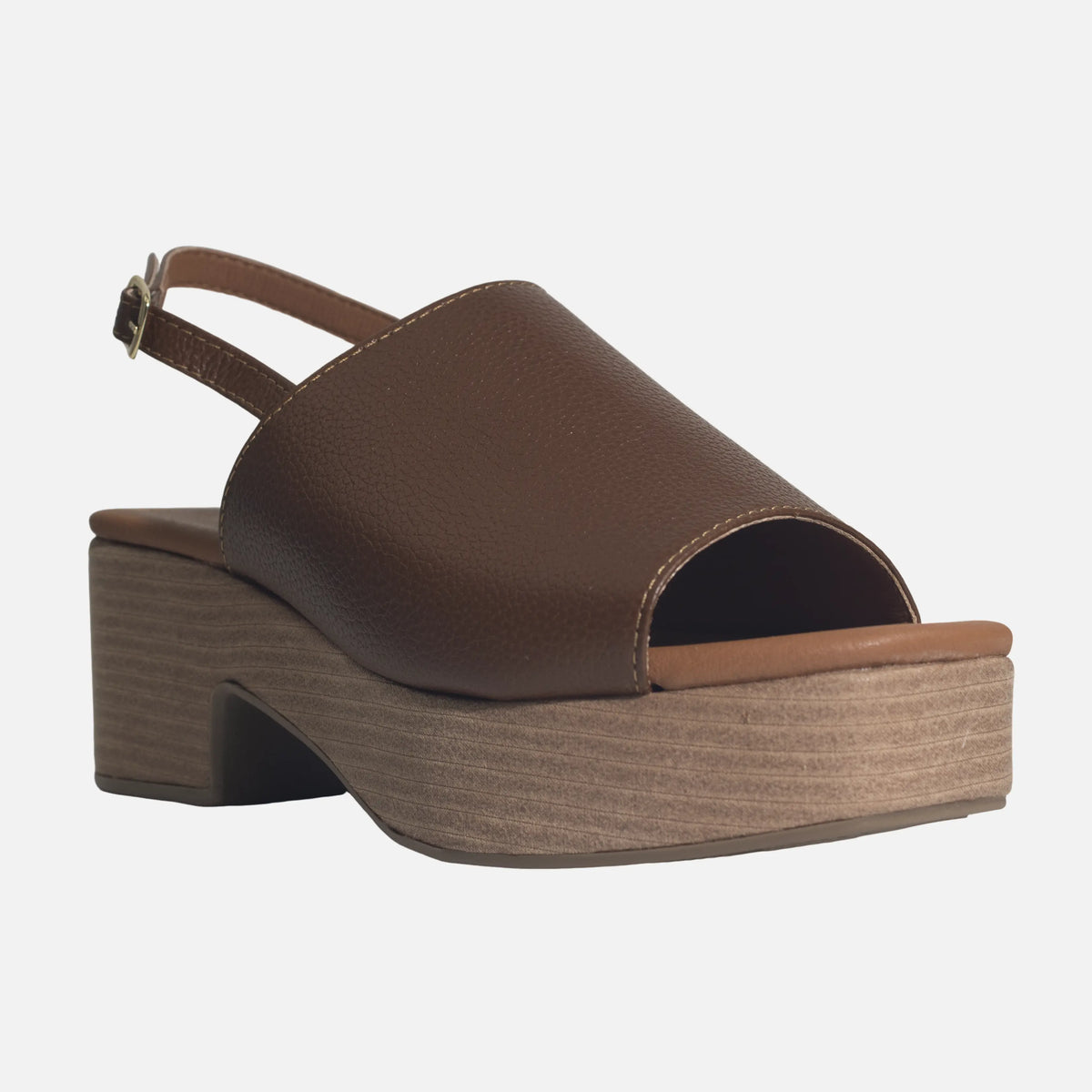 Sandalia plataforma hazel de cuero para mujer - Miel