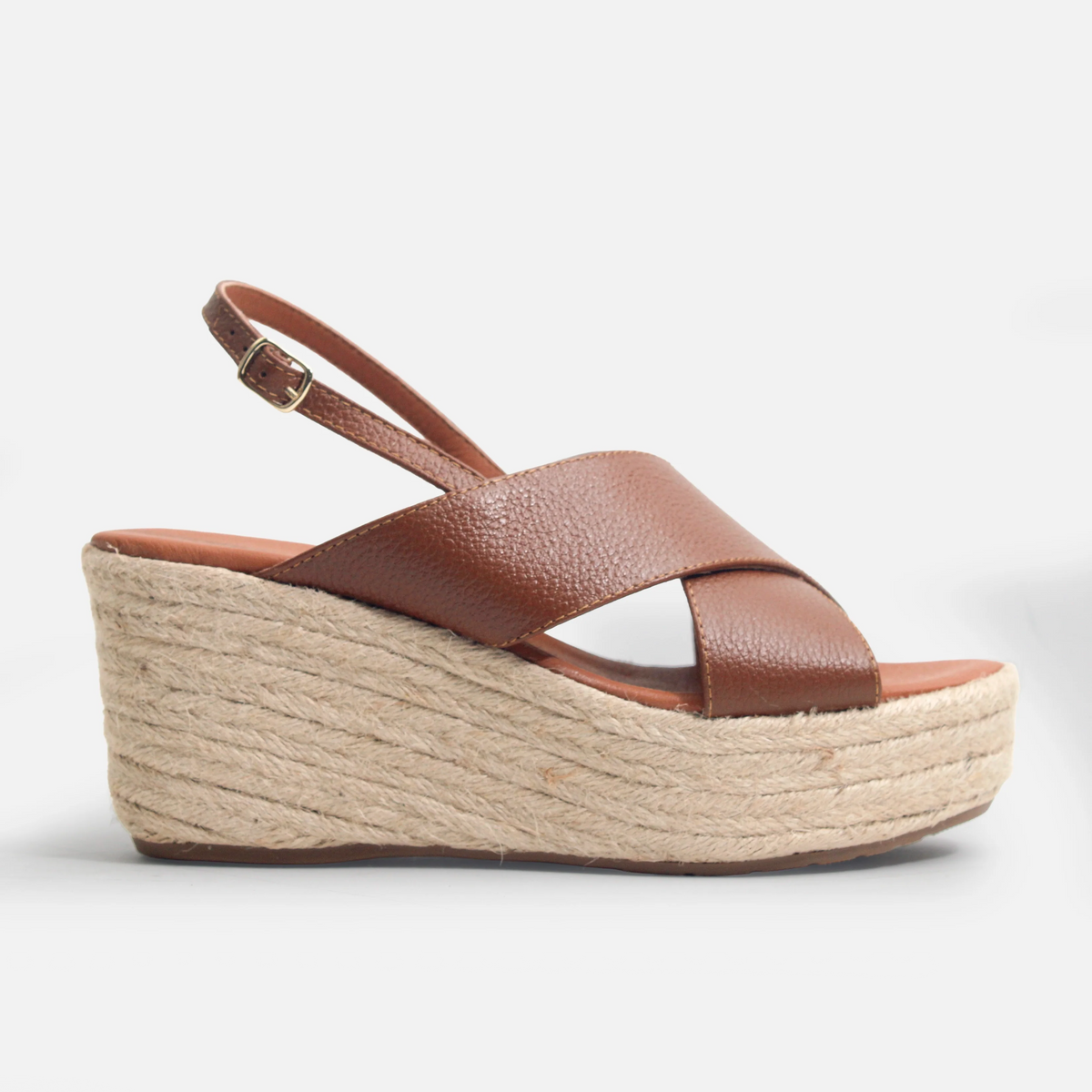 Sandalia plataforma orena de cuero para mujer - Miel