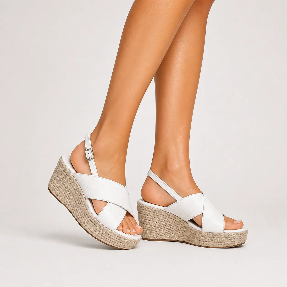 Sandalia plataforma orena de cuero para mujer - Hueso