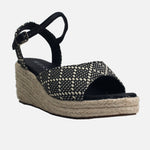 Sandalia plataforma iris de cuero, sintético para mujer - Negro