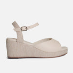 Sandalia plataforma liliana de cuero para mujer - Hueso