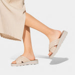 Sandalia confort dahlena de cuero para mujer - Beige