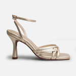 Sandalia tacon lila de sintético para mujer - Oro