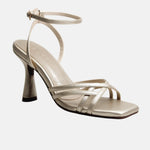 Sandalia tacon lila de sintético para mujer - Oro