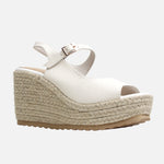Sandalia plataforma aurora de cuero para mujer - Hueso
