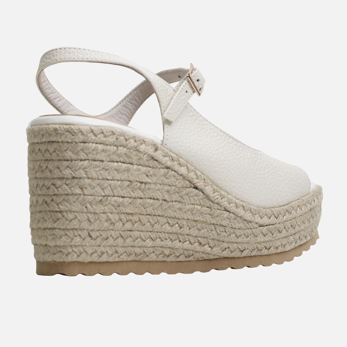 Sandalia plataforma aurora de cuero para mujer - Hueso